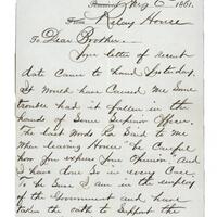 Letter from Nike to Brother, August 6, 1861