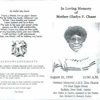 Funeral program for Gladys Chase, Buffalo, NY