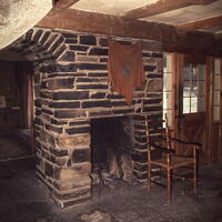 Mr. Umbrecht's house's fireplace in the foyer