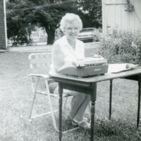 Elma Mitchell working on East Meredith History