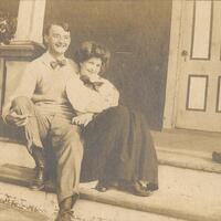 Unidentified couple on Cold Spring Harbor porch