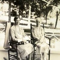 Eleanor Roosevelt and Anna Pennybacker on CWC Porch