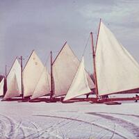 Ice boats on Orange Lake, NY