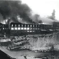 Fire engulfs the former Cantine Paper Mill at Saugerties in 1978