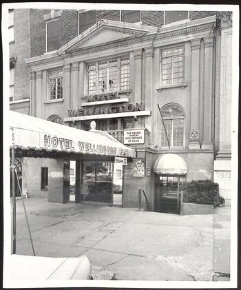 Awning leading to hotel entrance