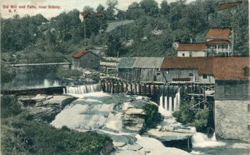 Old Mill and Falls near Sidney, Postcard