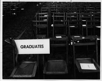 Assigned seating for graduate students for graduation exercises circa 1979.