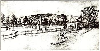 Drawing from the front page of the 1955 Sunquam Elementary School Dedication Program, 1955