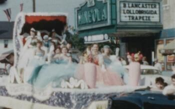 A parade float on Mineola Blvd during the Golden Jubilee Parade, September 22, 1956.