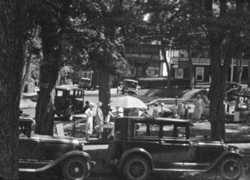 Looking south from 25 Grand Avenue towards the Shelter Island Heights Pharmacy circa 1931.
