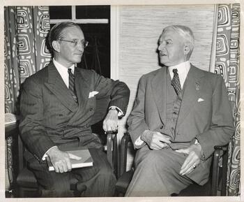 Robert Coe with his father, W.R. Coe, circa 1953.