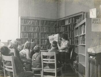 Storytime at a prior Library location.