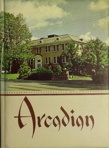 The front cover of the 1961 Arcadian yearbook that shows an image of one of the school's buildings