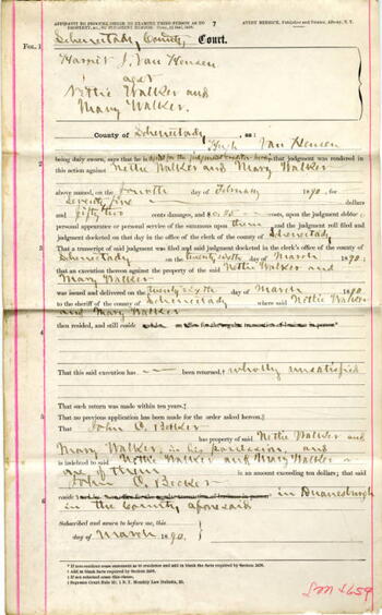 First page of affidavit form filled out by handwriting