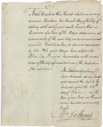 Handwritten document with embossed seal