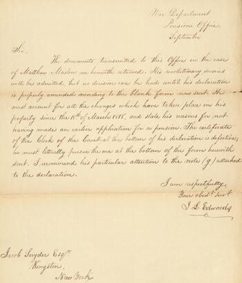 Pension Application of Matthew Masten