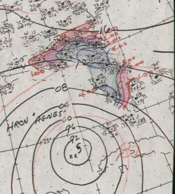 Hurricane Agnes surface analysis, June 18, 1972