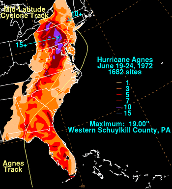 Rainfall totals for Hurricane Agnes, June 19-24, 1972