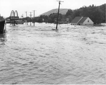 West Pulteney Street McDonald's, flooded