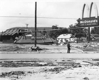 McDonalds restaurant on West Pulteney Street, flooded