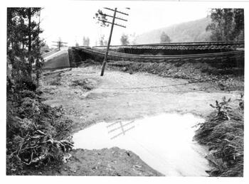 Railroad tracks in Gang Mills, destroyed