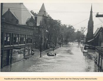 West Church Street in Elmira during the flood of 1946
