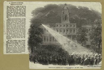 Torchlight meeting of "know-nothings" at New York, 1855