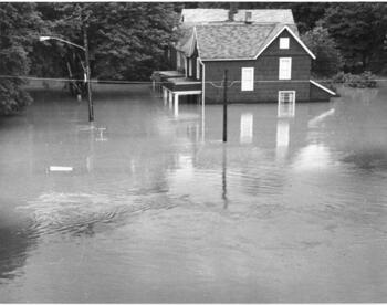 Flooded house in Corning