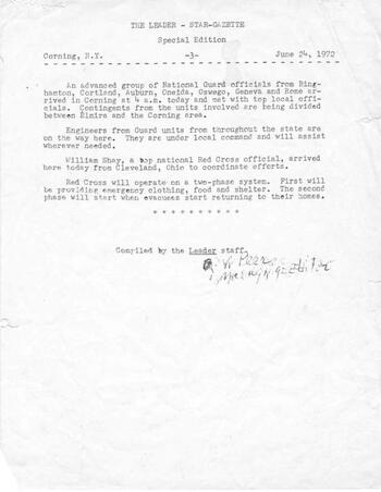 Emergency printing of the Corning Leader and the Elmira Star-Gazette