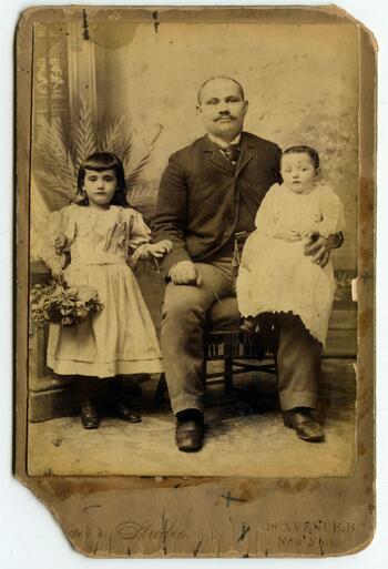 Frank Reher with baby Etta and Jennie, circa 1896.