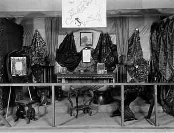Italian booth at the Rochester Homelands Exhibition, April 10-19, 1920, on the grounds of Exposition Park in Rochester, NY.