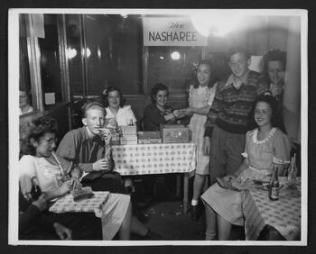 Jewish youth group meets at the Nasharee in the late 1940s at 588 Monroe