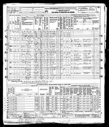 1950 Census sheet