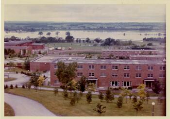 View of the Geneseo Flats looking west across the SUNY Geneseo campus during the flood of 1972.