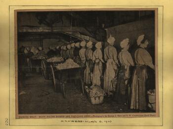 Women working in meatpacking factory