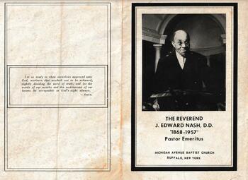 Funeral program of Rev Nash