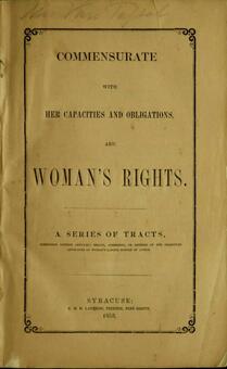 Commensurate With Her Capacities and Obligations, Are Woman's Rights Page 1