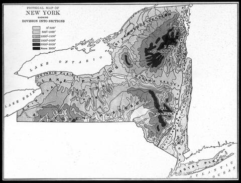 Map Showing Boundaries of Physical Regions of New York State